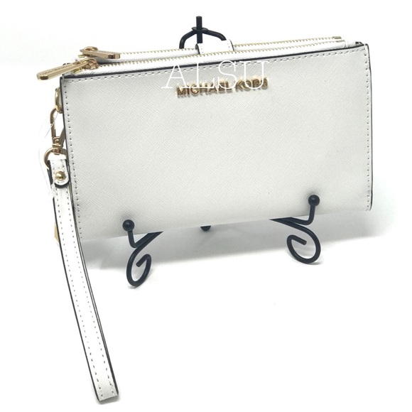 Michael Kors Handbags - Michael Kors DoubleZip Wristlet Wallet Optic White